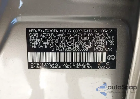 2023 Lexus Is 350 F Sport from USA, damaged, VIN JTHGZ1B20P5065368